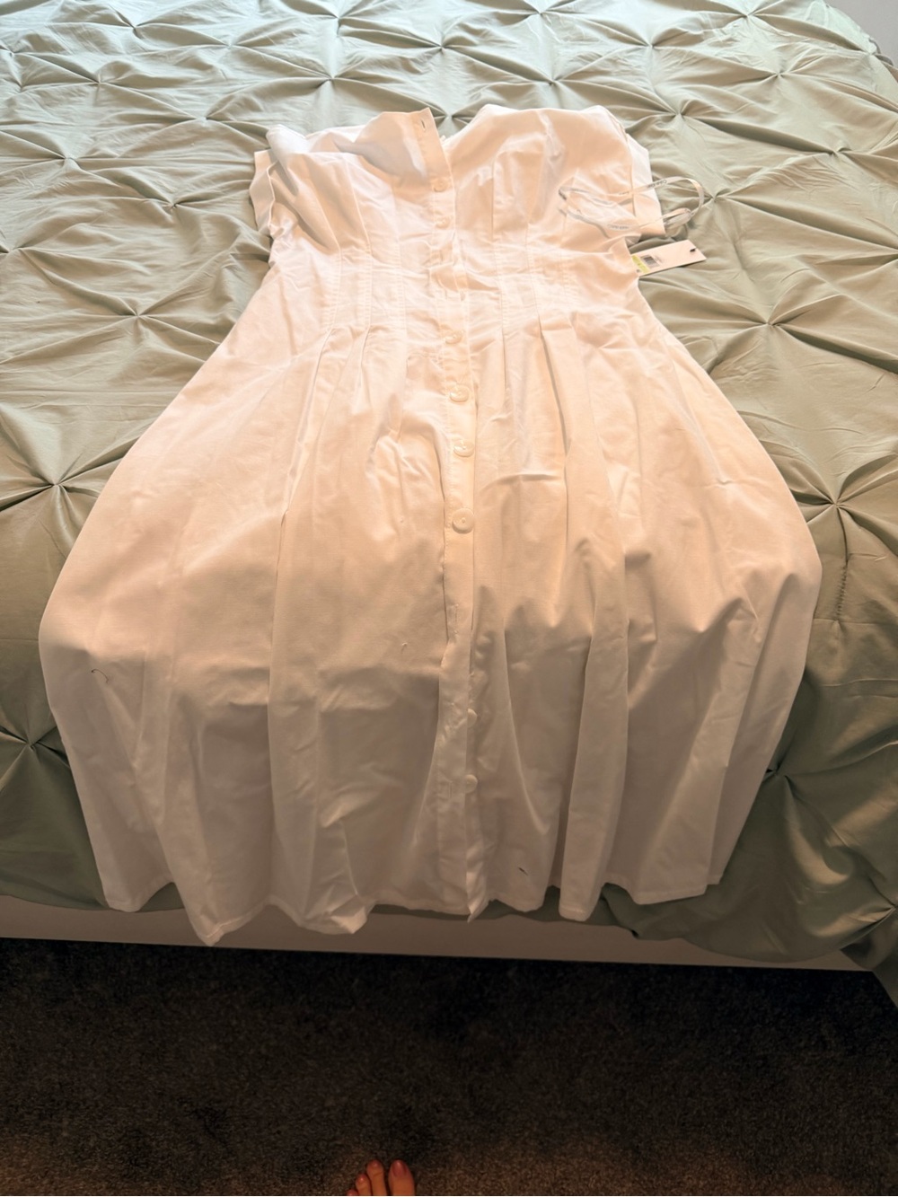 Calvin Klein White Cap-Sleeve Midi Shirt Dress - Picture 8 of 8